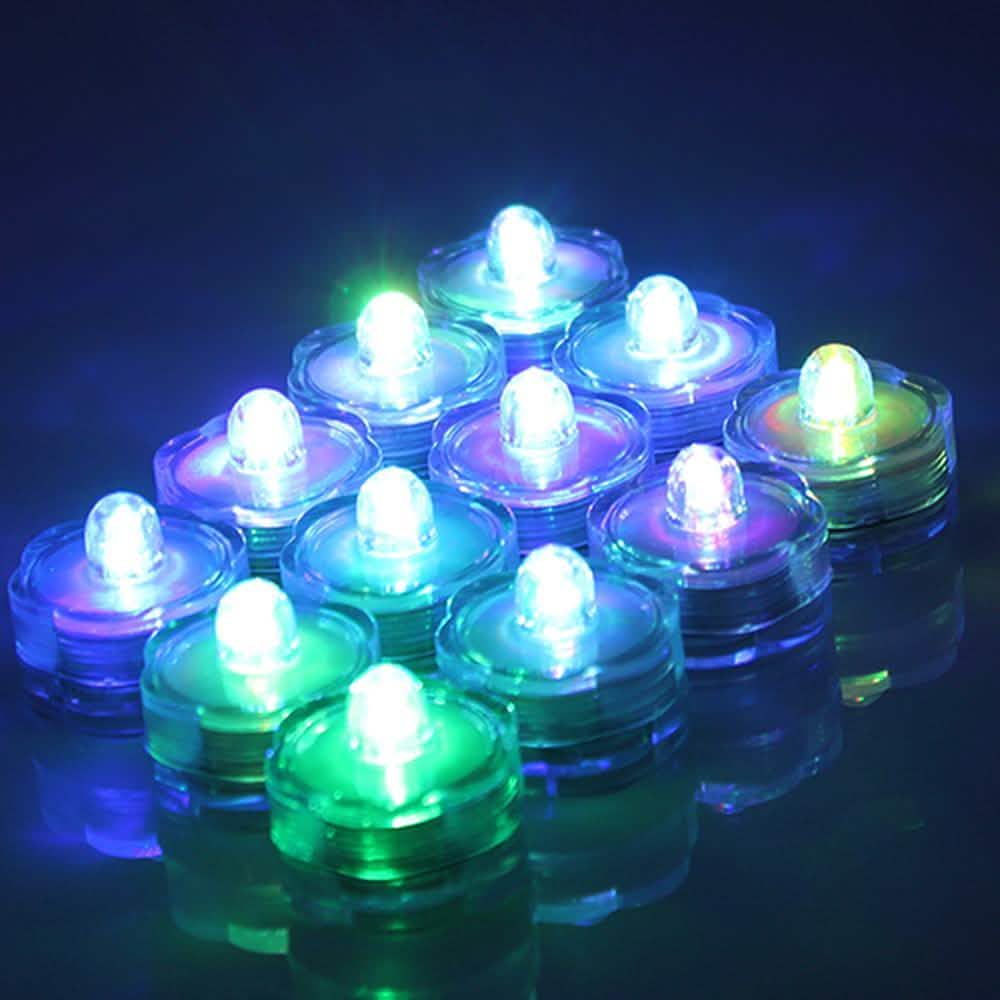 Lot de 24 : Bougie chauffe-plat submersible à LED RVB
