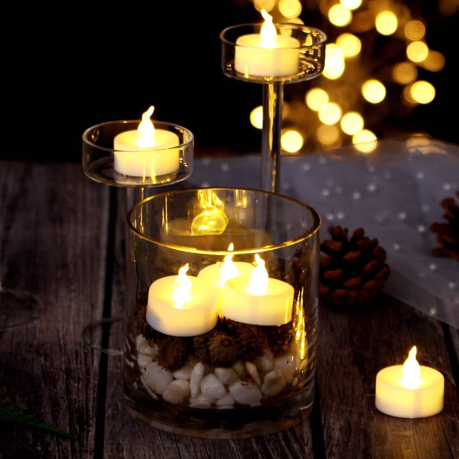 Lot de 24 : Bougies chauffe-plat LED blanc chaud