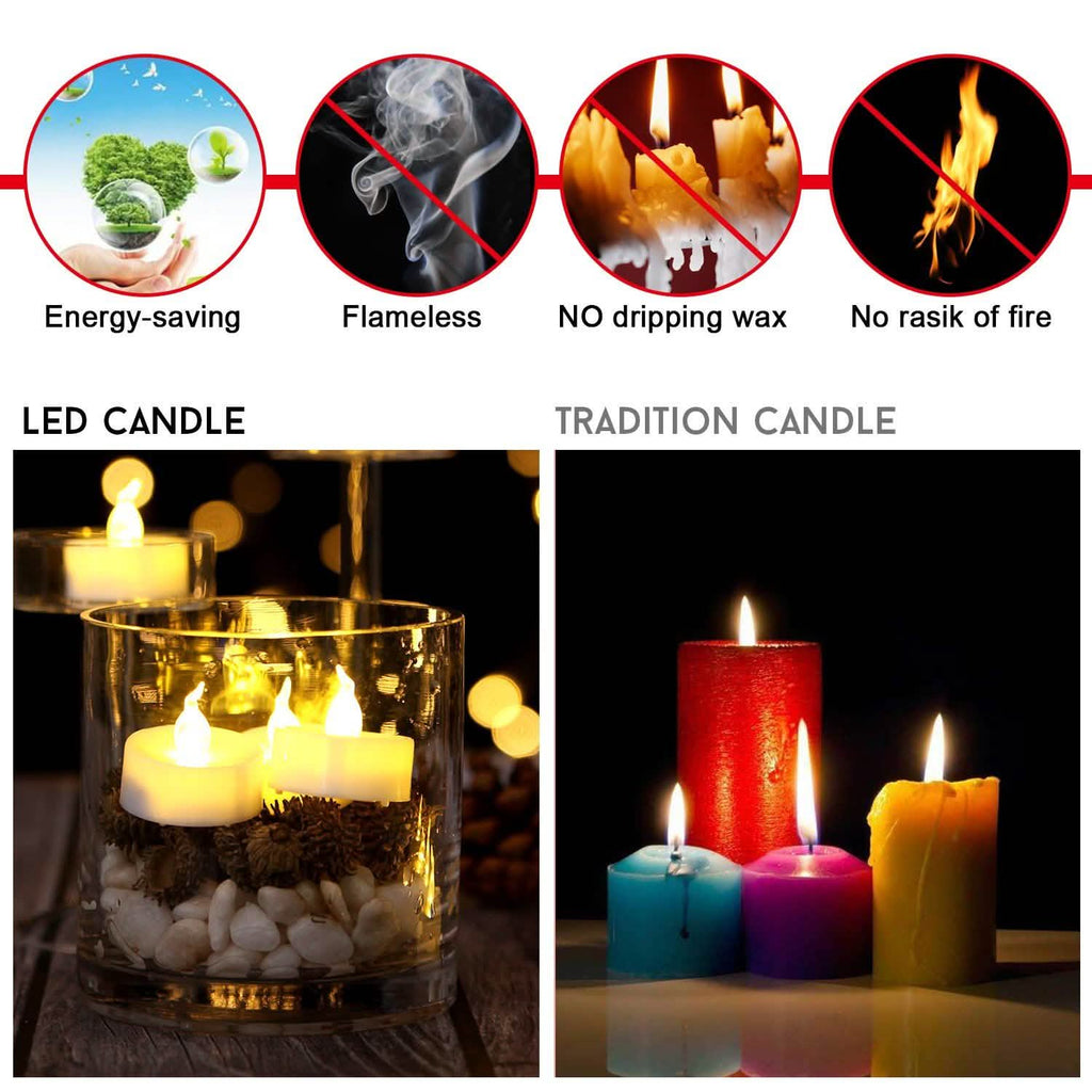 Lot de 24 : Bougies chauffe-plat LED blanc chaud