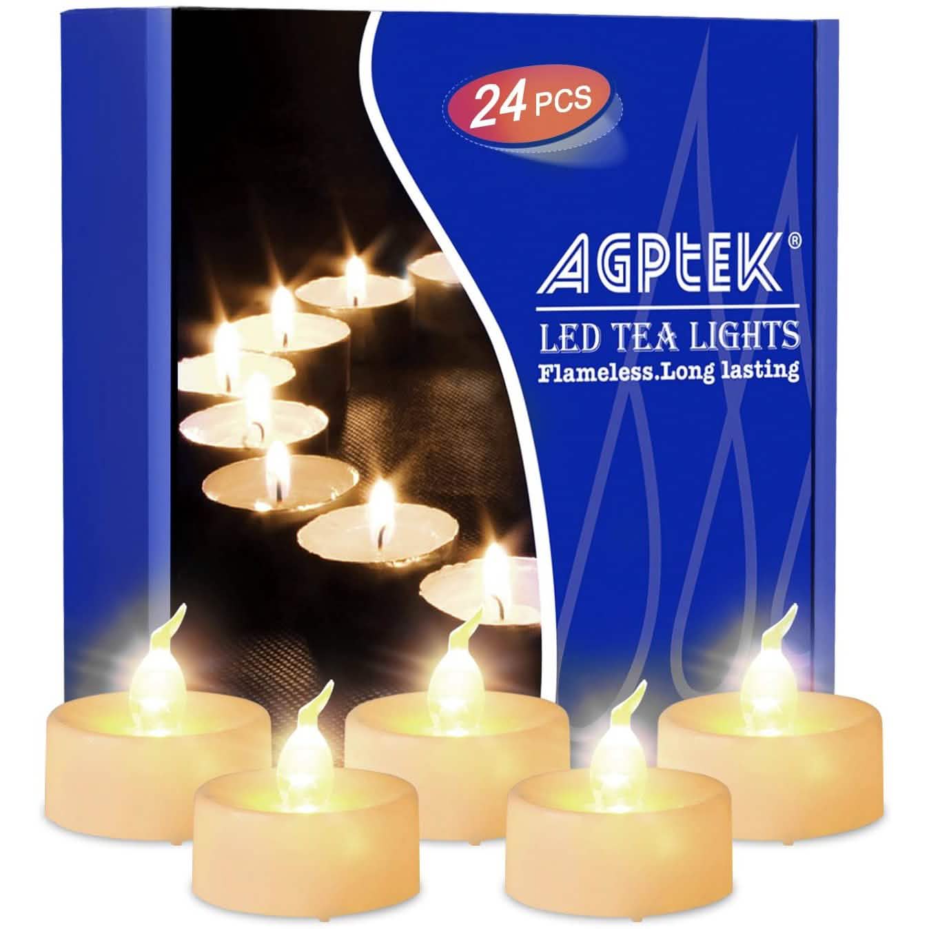 Lot de 24 : Bougies chauffe-plat LED blanc chaud