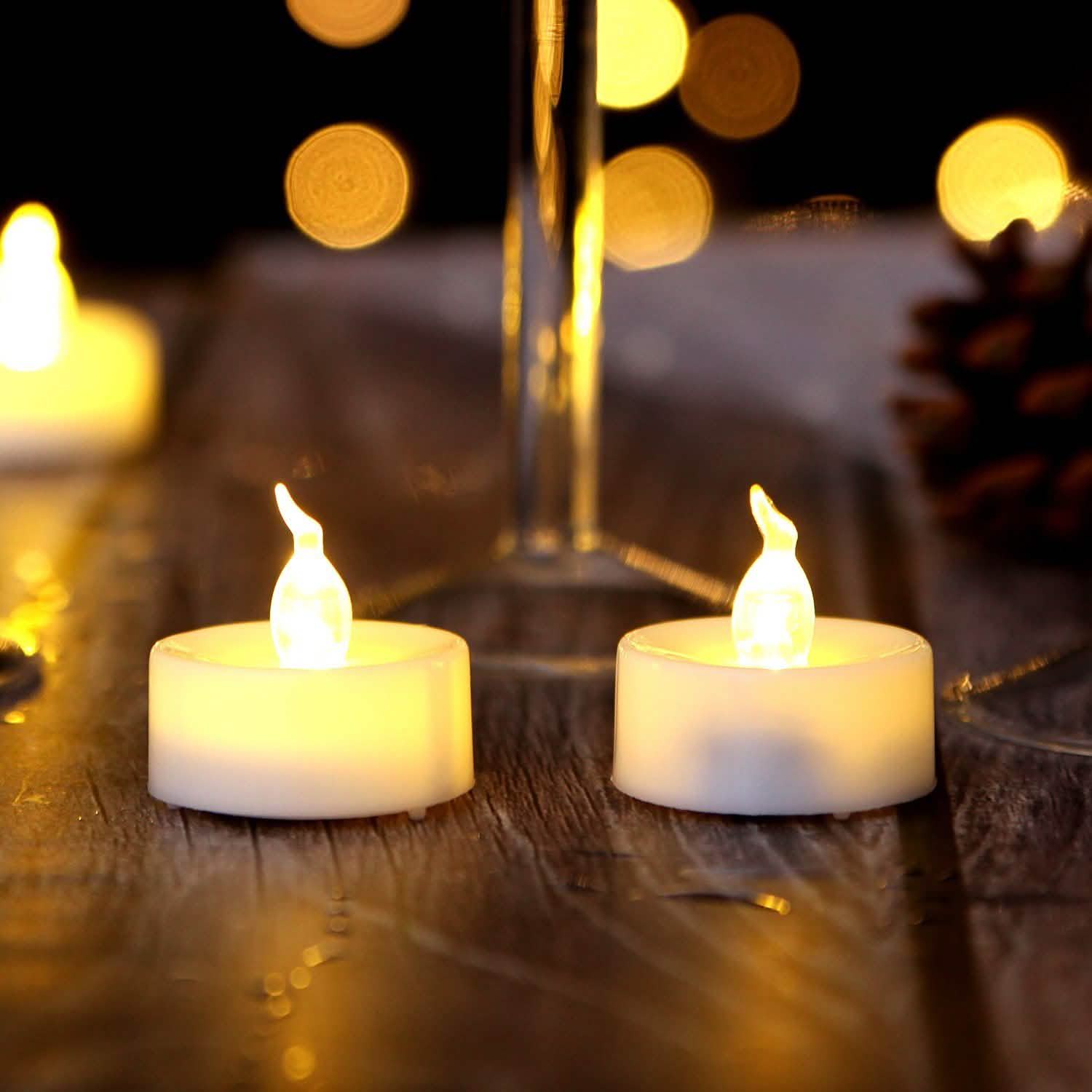 Lot de 24 : Bougies chauffe-plat LED blanc chaud