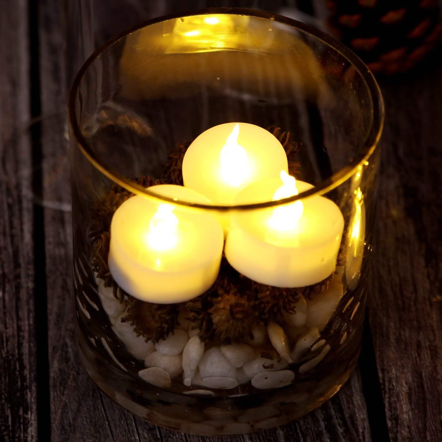 Lot de 24 : Bougies chauffe-plat LED blanc chaud