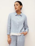 Chemise color block boutonnée 100 % lin JANICE