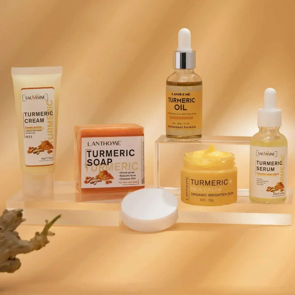GlowRoot™ – Kit de Soins Visage au Curcuma 5 Pièces pour une Peau Éclatante