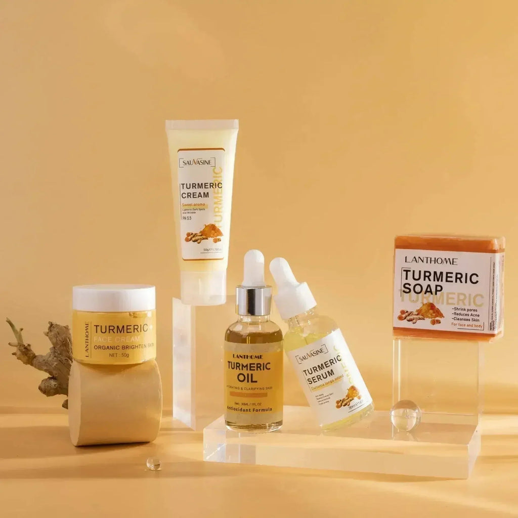 GlowRoot™ – Kit de Soins Visage au Curcuma 5 Pièces pour une Peau Éclatante