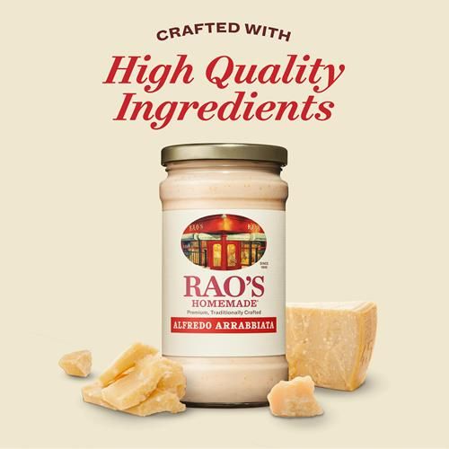 Sauce Alfredo Arrabbiata fait maison Rao's, 425 g, Sauce pour pâtes, Mélange de parmesan et de romano de qualité supérieure, Riche et crémeuse avec une touche piquante