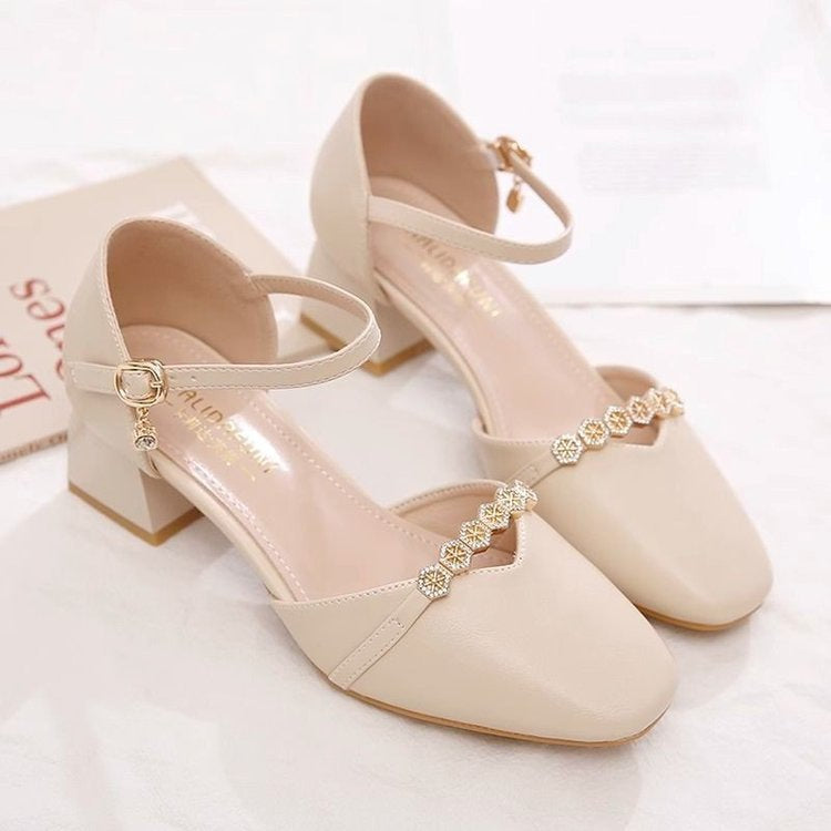Escarpins slingback à talon moyen pour femme – Bout carré et bride à boucle