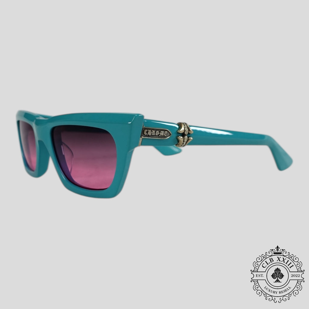 Lunettes Chrome Hearts Cliterally ornées de diamants en bleu/argent