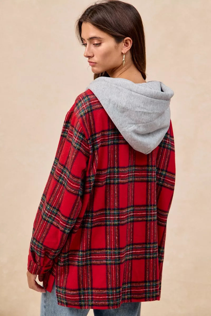 Veste à capuche à carreaux BiBi