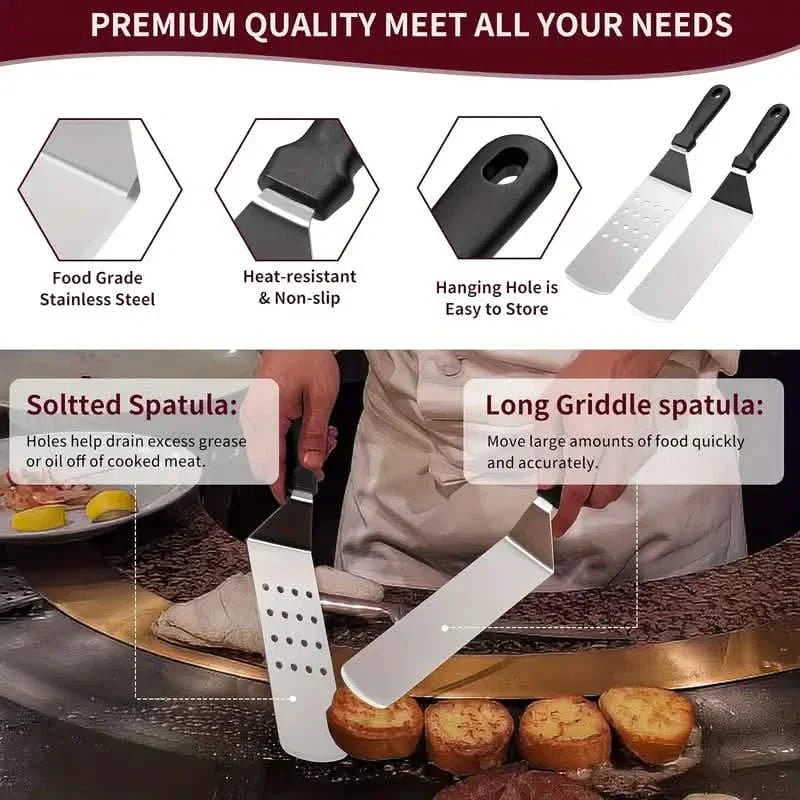 Ensemble de 245 pièces : Kit de spatules de plancha avec sac de rangement