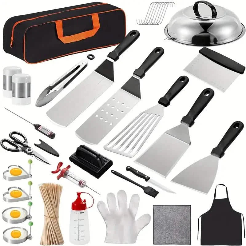 Ensemble de 245 pièces : Kit de spatules de plancha avec sac de rangement