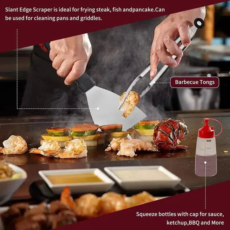 Ensemble de 245 pièces : Kit de spatules de plancha avec sac de rangement