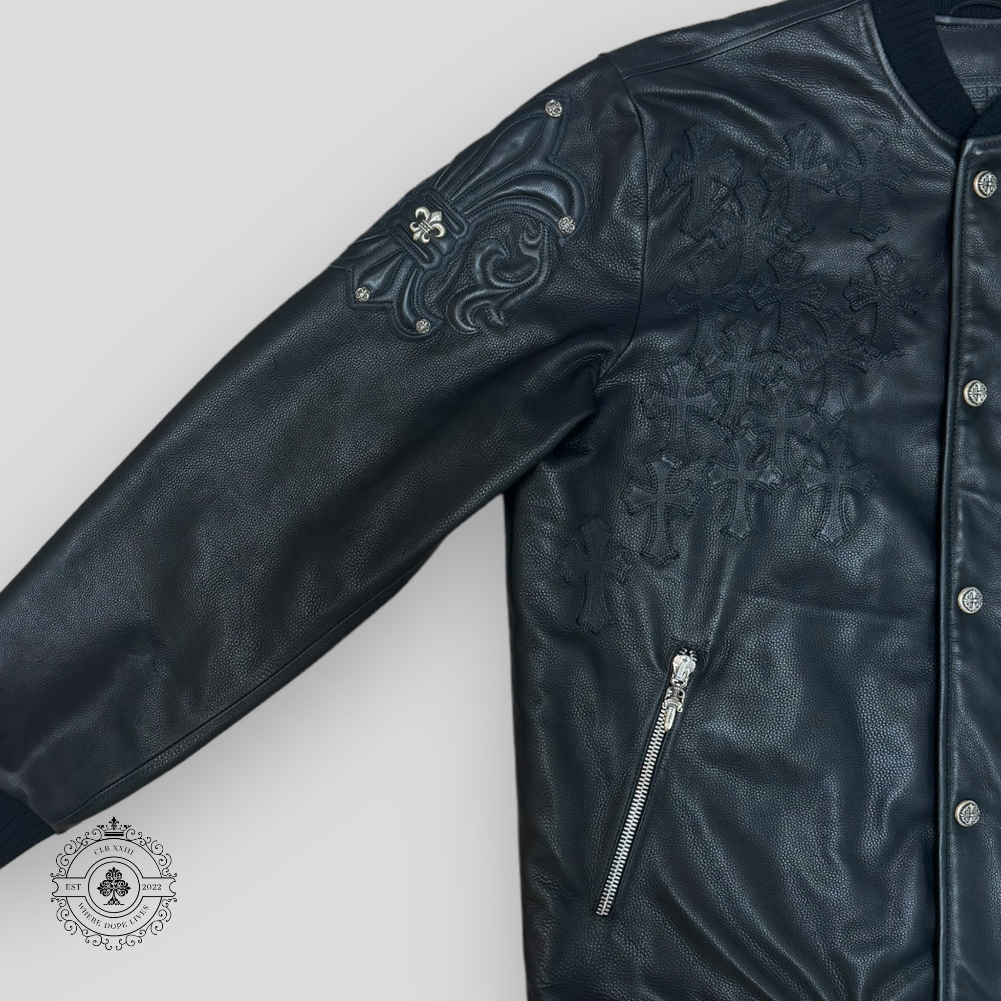 Blouson aviateur en cuir Chrome Hearts