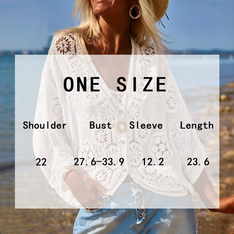 Cardigan col V en dentelle bohème