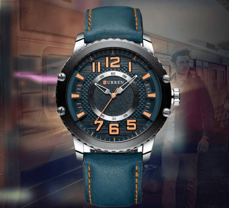 Montre Sport Étanche Homme Avec Bracelets en Cuir et Grands Chiffres Détails Design Unique Cadeau Parfait