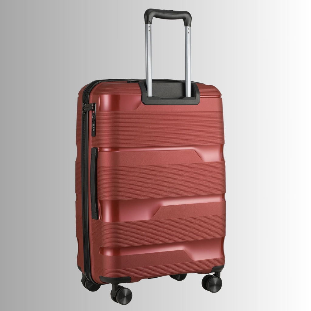 Valise rigide à roulettes rouge de 24 pouces
