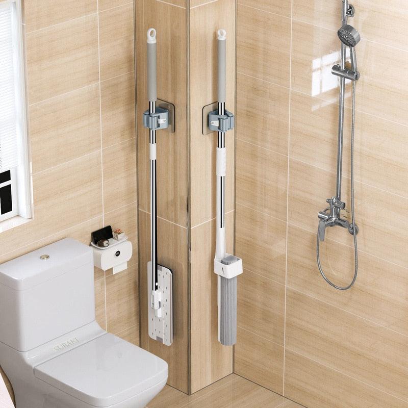 2/4 PIÈCES Support de rangement mural pour la maison, ventouse de salle de bain, crochets sans trace, support de balai serpillère mural étanche, organisateur de rangement