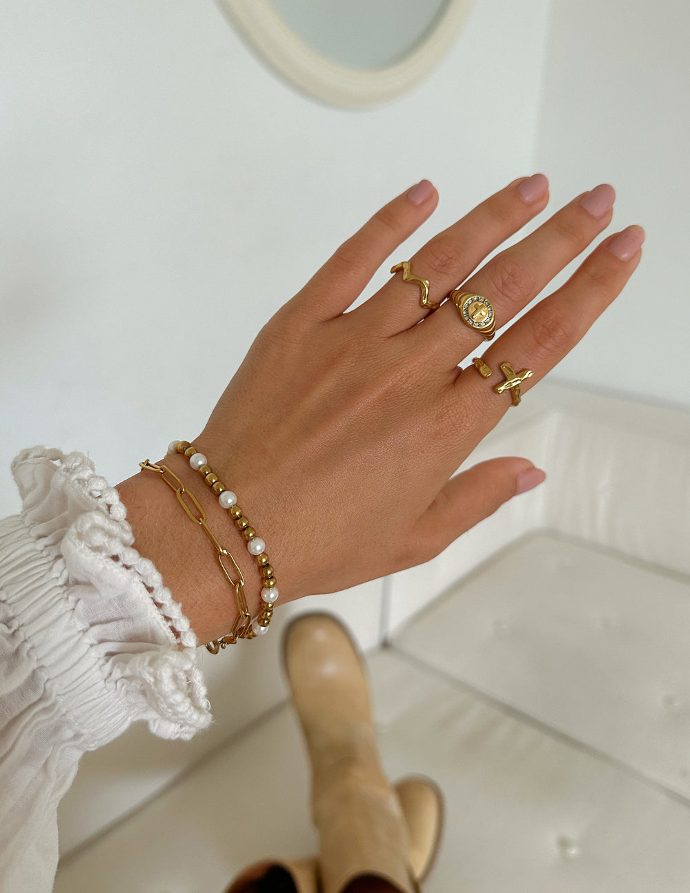 Bague croisée texturée enveloppante
