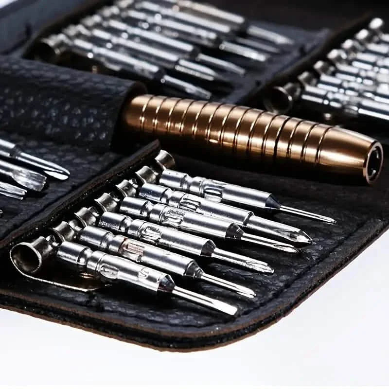Kit de réparation d'outils de précision de 25 pièces avec étui en cuir
