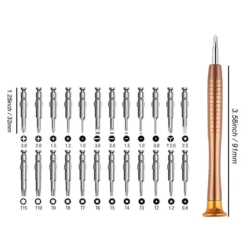 Kit de réparation d'outils de précision de 25 pièces avec étui en cuir