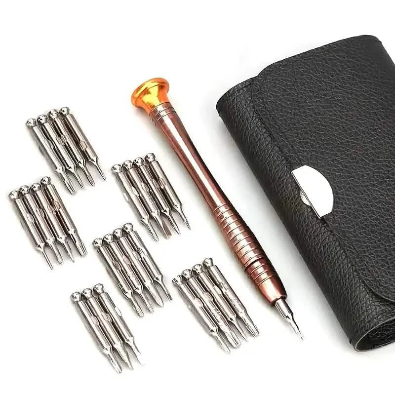 Kit de réparation d'outils de précision de 25 pièces avec étui en cuir