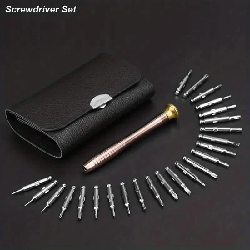Kit de réparation d'outils de précision de 25 pièces avec étui en cuir