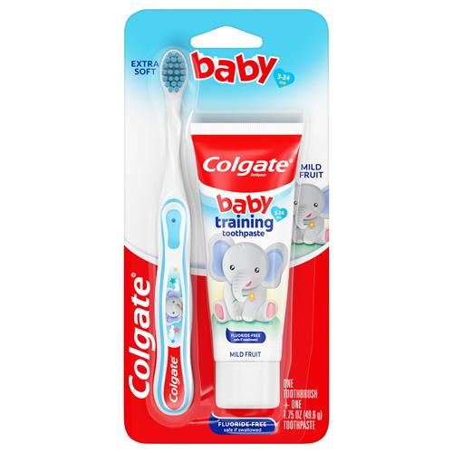 Kit dentifrice et brosse à dents Colgate Bébé, saveur fruits doux, pour les 3-24 mois