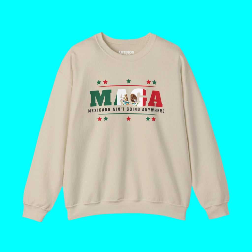 Pull ras du cou doublé polaire « Mexicans Ain't Going Anywhere V1 » | Fierté latino T-shirts viraux amusants | 3 Couleurs