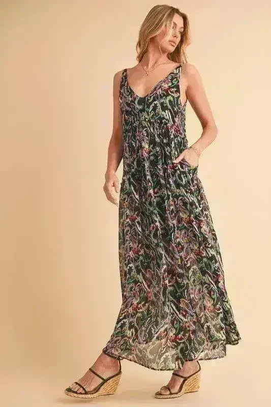 Robe caraco imprimée à volants et encolure en V Aemi + Co