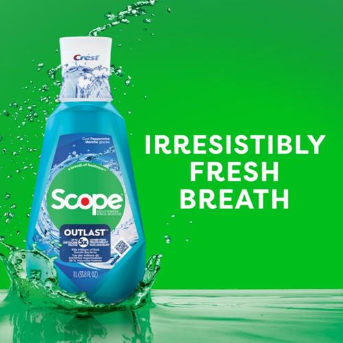 Crest Scope Outlast Bain de bouche, menthe poivrée longue durée, 1 L (Sg_B019fgcow6_Us)