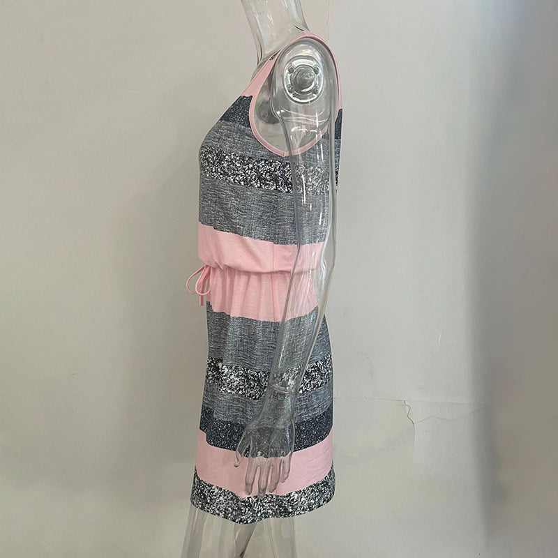 Robe portefeuille courte color block et rayée pour femme