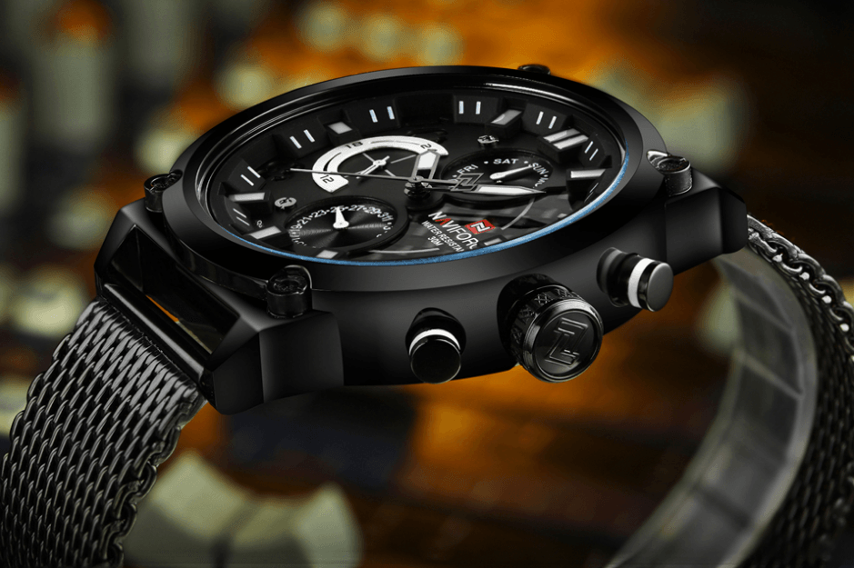 Montres à Quartz Analogiques Multifonctions pour Hommes, Étanche avec Bracelet en Maille d'Acier Inoxydable, Excellent Design, Cadeau Parfait