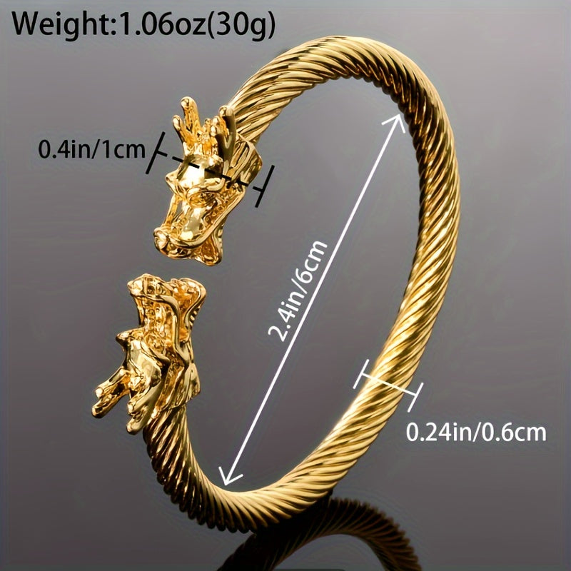 Bracelet en cuivre Double Dragon – Style Rock & Hip-Hop, Unisexe