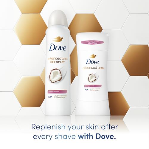 Dove Advanced Care Antiperspirant Deodorant Stick Caring Coconut For Helping Repair Skin Barrier After Shaving, With 72-Hour Sweat & Odor Protection, 2.6 Oz