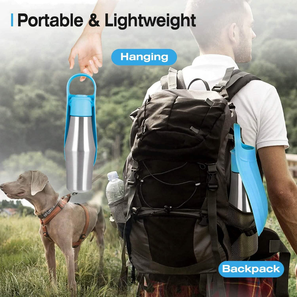 Distributeur d'eau portable en acier inoxydable pour chien, 750 ml, anti-fuite