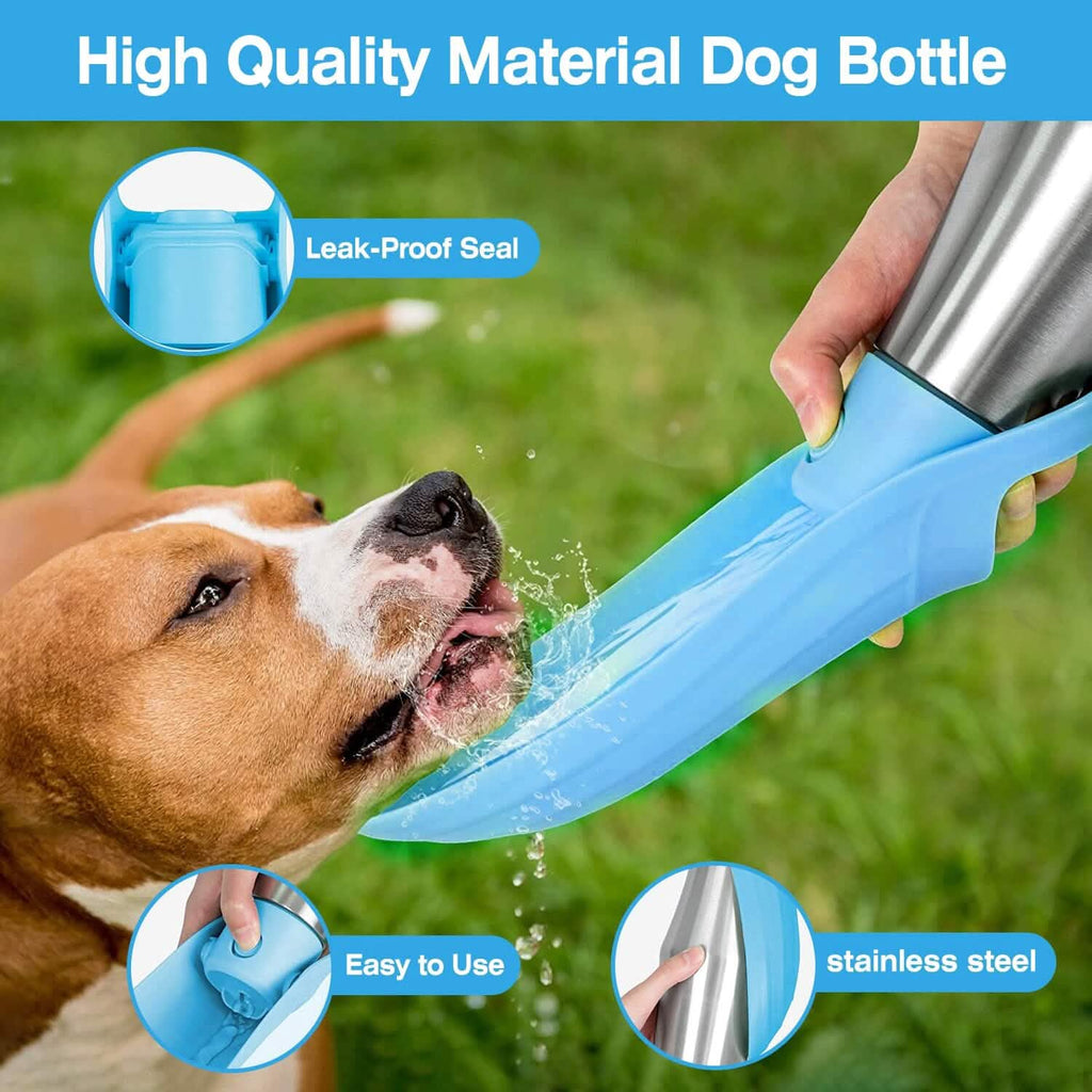 Distributeur d'eau portable en acier inoxydable pour chien, 750 ml, anti-fuite