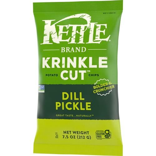 Kettle Brand Croustilles de pommes de terre coupe ondulée cornichon à l'aneth, 7,5 oz