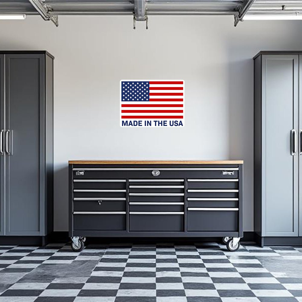 Autocollant mural de garage drapeau "Made in the USA"