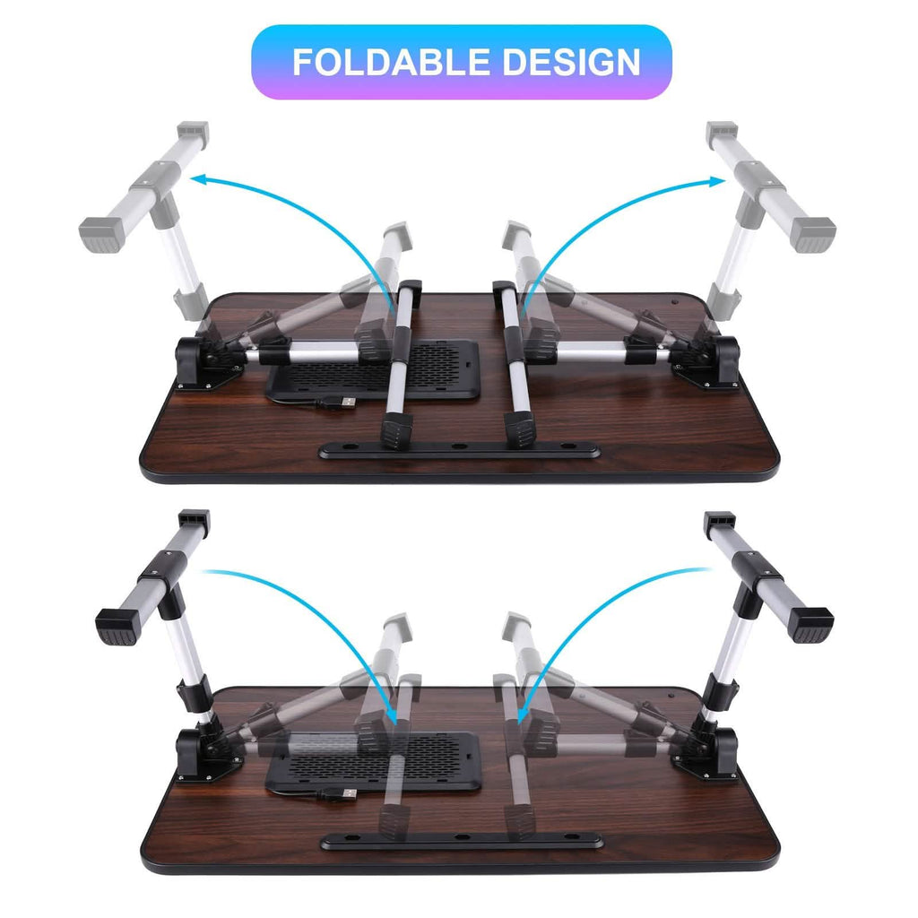 26.6 Support d'ordinateur portable pliable et réglable avec ventilateurs de refroidissement CPU et tapis de souris