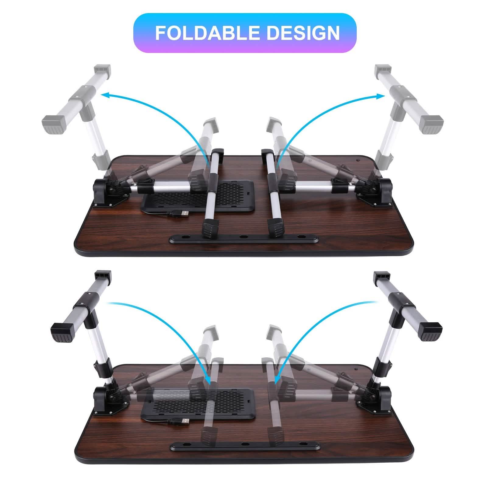 26.6 Support d'ordinateur portable pliable et réglable avec ventilateurs de refroidissement CPU et tapis de souris