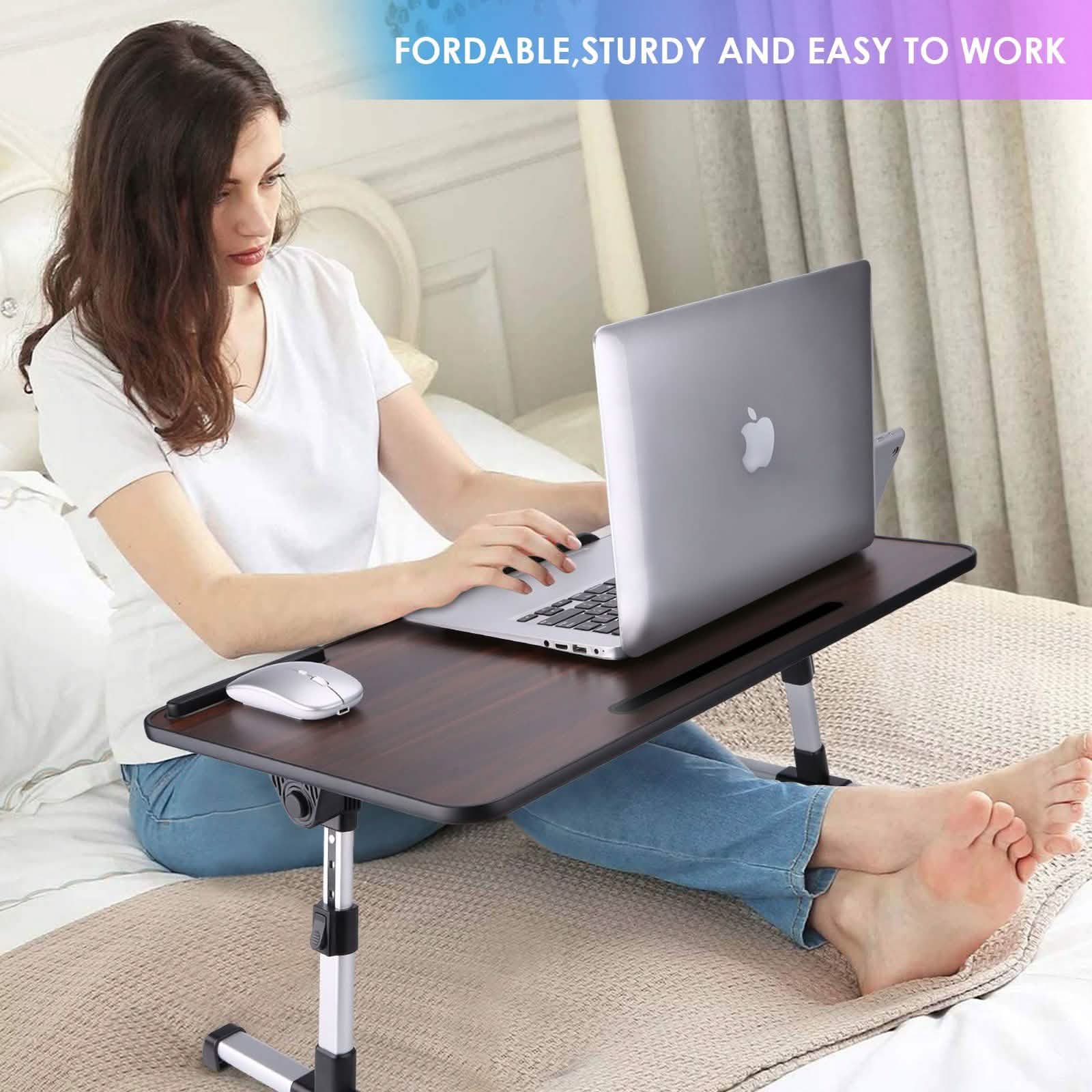 26.6 Support d'ordinateur portable pliable et réglable avec ventilateurs de refroidissement CPU et tapis de souris