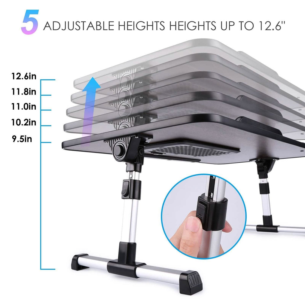 26.6 Support d'ordinateur portable pliable et réglable avec ventilateurs de refroidissement CPU et tapis de souris