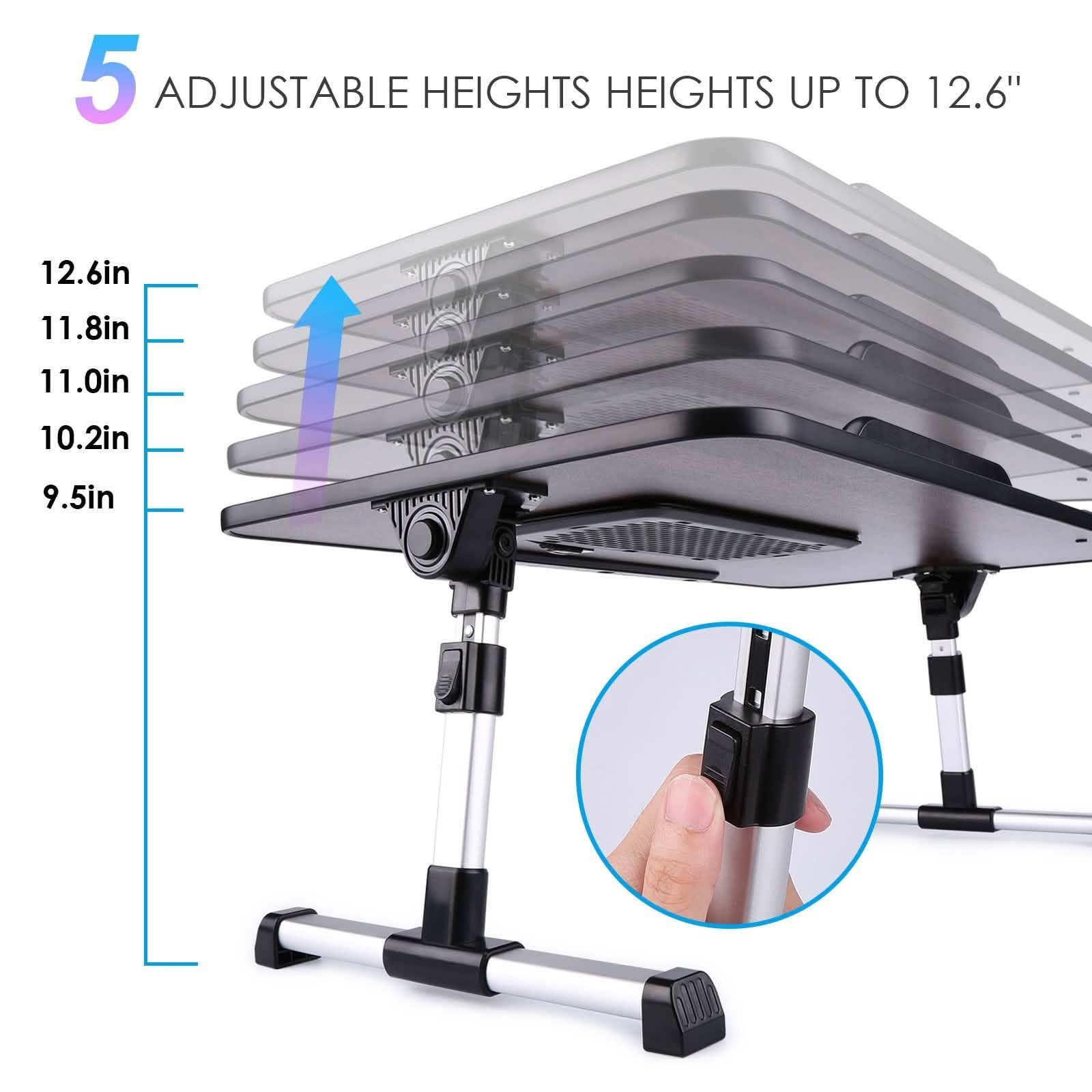 26.6 Support d'ordinateur portable pliable et réglable avec ventilateurs de refroidissement CPU et tapis de souris