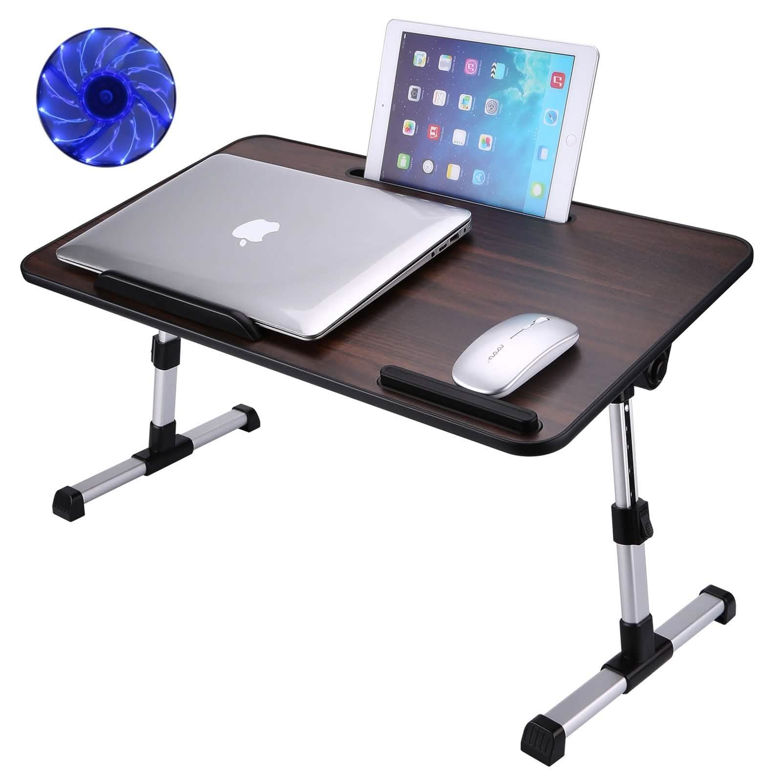 26.6 Support d'ordinateur portable pliable et réglable avec ventilateurs de refroidissement CPU et tapis de souris