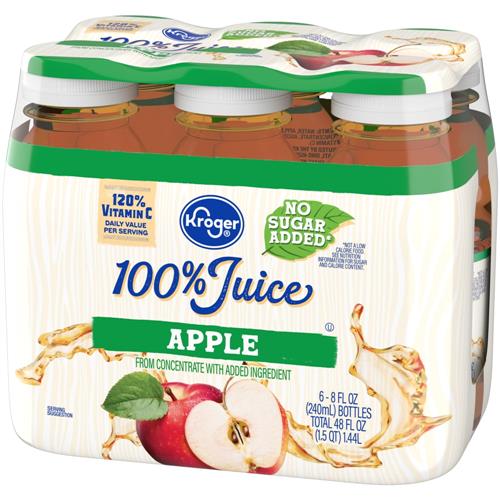 Jus de pomme Kroger 100 % sans sucre ajouté 6 unités / 237 ml