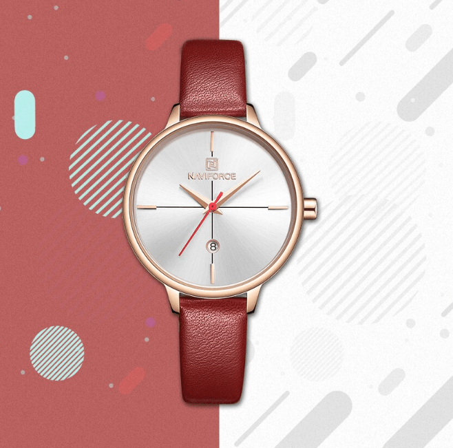 Montre de Luxe Femme avec Bracelets en Cuir Boîtier en Acier Brillant Verre Anti-rayures Design Unique Cadeau Parfait