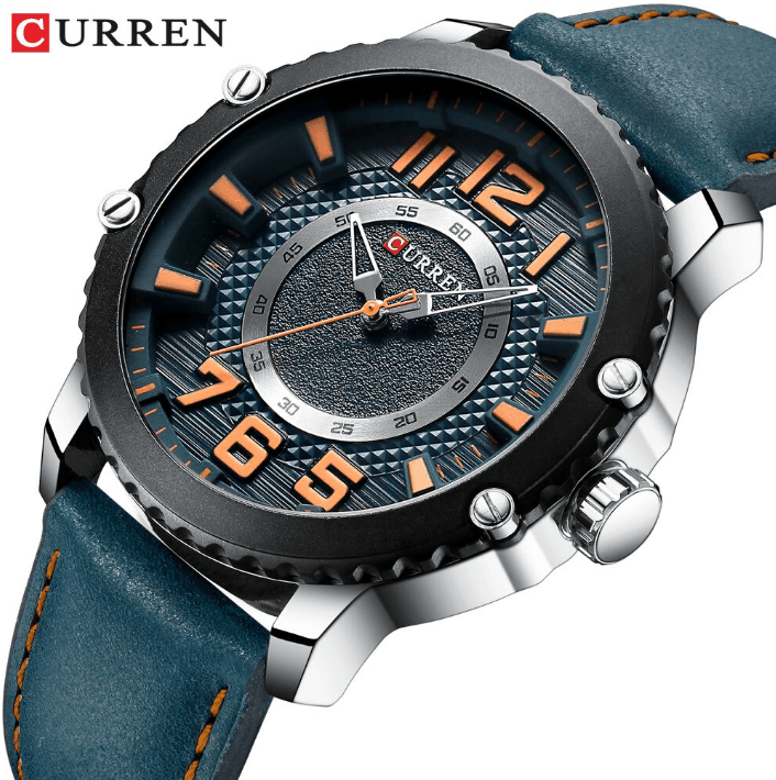 Montre Sport Étanche Homme Avec Bracelets en Cuir et Grands Chiffres Détails Design Unique Cadeau Parfait