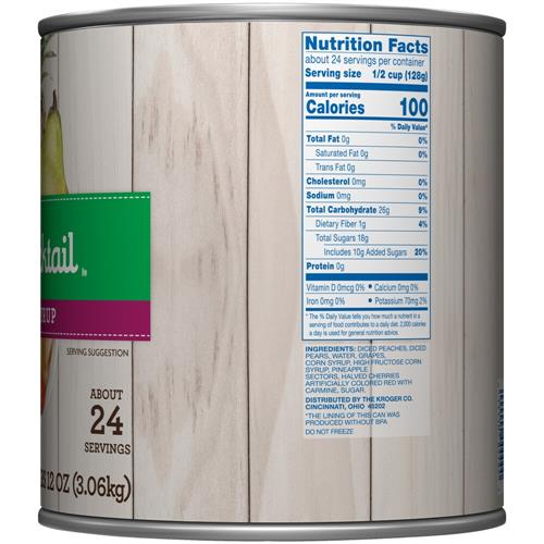 Kroger Cocktail de fruits en conserve dans du sirop épais 6 lb 12 oz