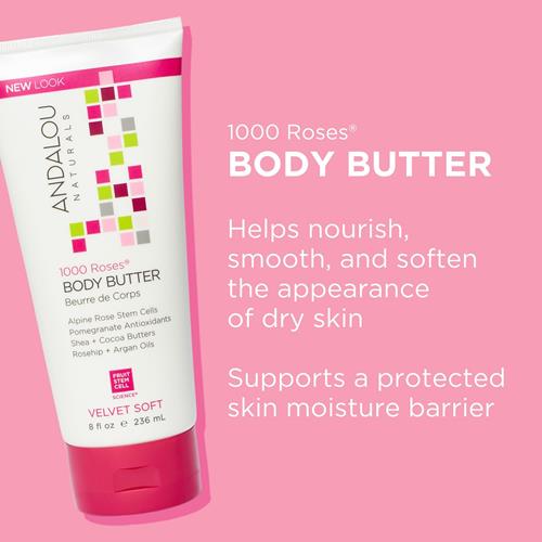 Andalou Naturals Beurre corporel, 1000 Roses, Douceur veloutée, 237 ml