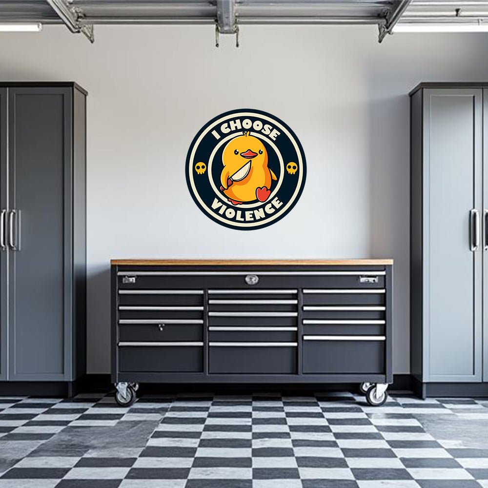 Autocollant mural J'ai choisi la violence pour garage